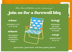 'Classic Lawn Chair' Going Away Party Invitation