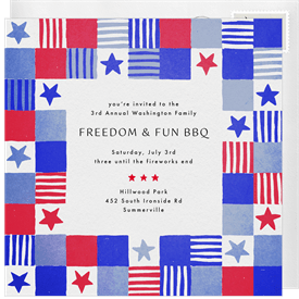 'Patchwork Motif' Fourth of July Invitation
