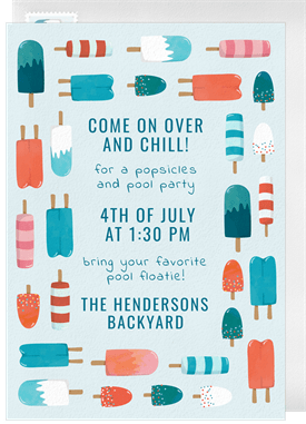 'Popsicle Border' Fourth of July Invitation