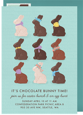 'Chocolate Bunnies' Easter Invitation