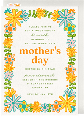 'Cheery Folk Floral' Mother's Day Invitation