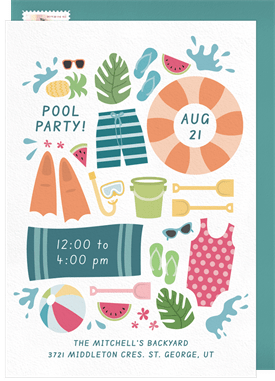 'Pool Party Necessities' Pool Party Invitation