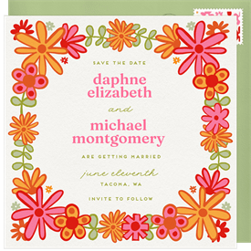 'Cheery Folk Floral' Wedding Save the Date