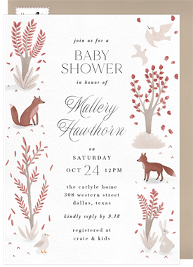 'Leafy Woodlands' Baby Shower Invitation