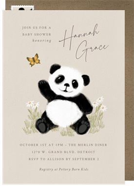 'Friendly Panda' Baby Shower Invitation