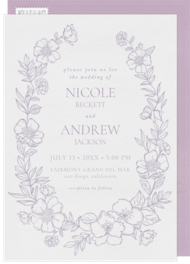 'Letterpressed Vine' Wedding Invitation