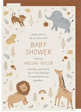 'Boho Baby Animals' Baby Shower Invitation