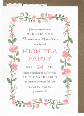 'Friendly Blooms' Tea Party Invitation