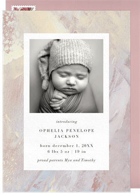 'Painted Pastel' Birth Announcement
