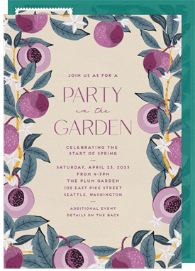 'Plum Perfect' Garden party Invitation