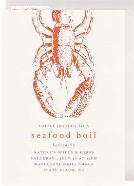'Letterpressed Lobster' Business Invitation