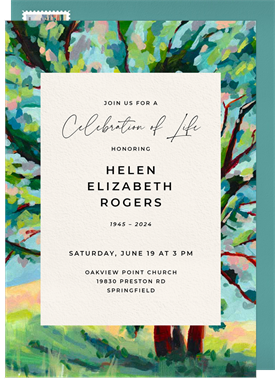 'Painted Oak' Memorial Invitation