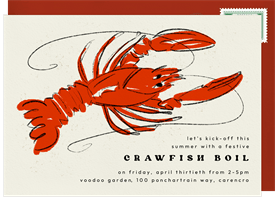 'Sketched Crawfish' Summer Party Invitation