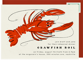 'Sketched Crawfish' Rehearsal Dinner Invitation