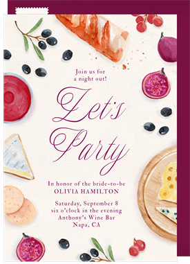 'Watercolored Wine Tasting' Bachelorette Party Invitation