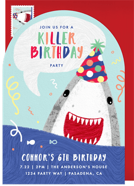 'Shark Attack' Kids Birthday Invitation