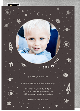 'Lunar Luster' Kids Birthday Invitation