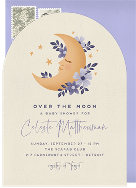'Floral Moon' Baby Shower Invitation