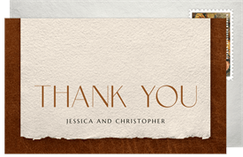 'Leather Bound' Wedding Thank You Note