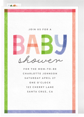 'Inky Border' Baby Shower Invitation