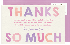 'Cuddles & Snuggles' Baby Shower Thank You Note