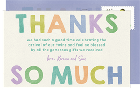 'Cuddles & Snuggles' Baby Shower Thank You Note