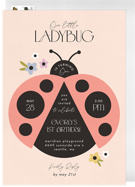 'Little Ladybug' Kids Birthday Invitation