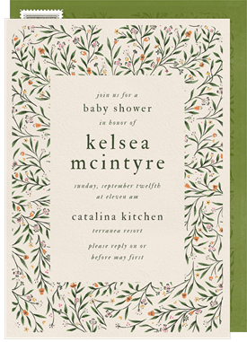 'Delicate Floral Frame' Baby Shower Invitation
