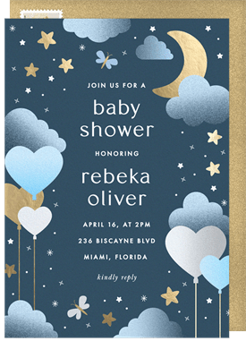 'Twinkle Moon' Baby Shower Invitation