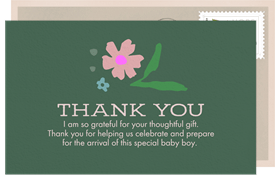 'Bold Floral Border' Baby Shower Thank You Note