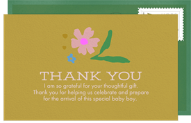 'Bold Floral Border' Baby Shower Thank You Note