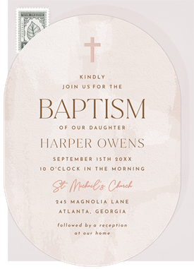 'Brushed Oval' Baptism Invitation