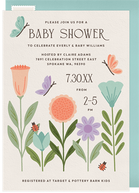 'Flutter Garden' Baby Shower Invitation