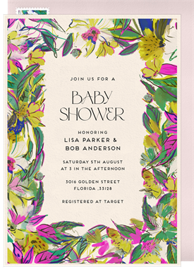 'Bold Brushed Florals' Baby Shower Invitation