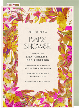 'Bold Brushed Florals' Baby Shower Invitation