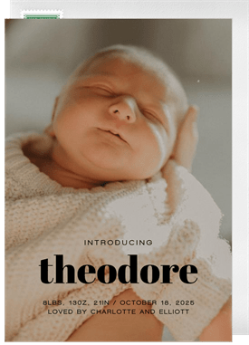 'Introducing My Name' Birth Announcement