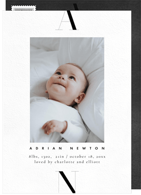 'Modern Baby Initials' Birth Announcement