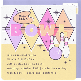 'Retro Bowl' Adult Birthday Invitation