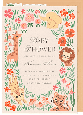 'Jungle Blossoms' Baby Shower Invitation