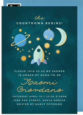 'Space Countdown' Baby Shower Invitation