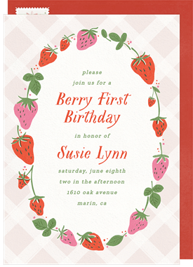 'Berry Sweet Frame' Kids Birthday Invitation