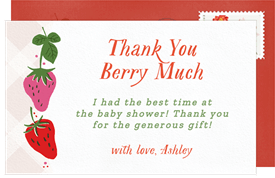 'Berry Sweet Frame' Baby Shower Thank You Note