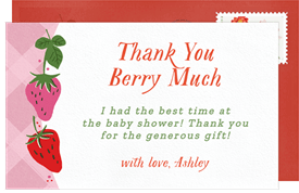 'Berry Sweet Frame' Baby Shower Thank You Note