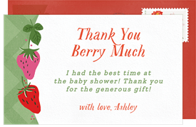 'Berry Sweet Frame' Baby Shower Thank You Note