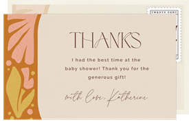 'Organic Florals' Baby Shower Thank You Note