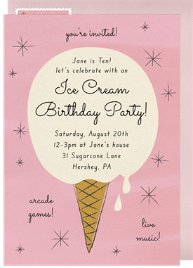 'Vanilla Cone' Kids Birthday Invitation
