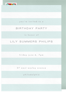 'Striped Party' Kids Birthday Invitation
