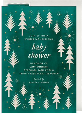 'Cheerful Cutout Trees' Baby Shower Invitation