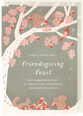 'Charming Acorn Tree' Thanksgiving Invitation