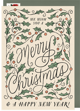 'Vintage Lettering' Holiday Greetings Card